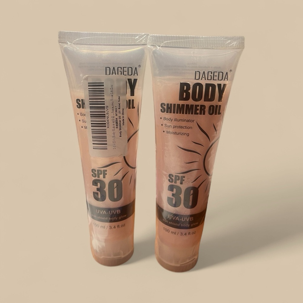 Dageda Rose Body Oil Shimmer SPF 30 Sun Shield Protection Face Body Glow 2-3.4oz